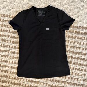 Figs Black V-Neck Women's Scrub Top